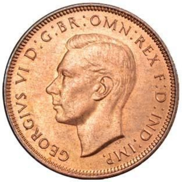 Halfpenny 1937-48 BU_obv