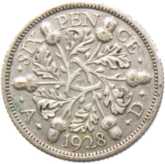 1928 Sixpence_Rev