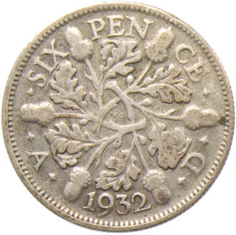 1932 Sixpence_Rev