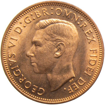 Halfpenny 1949-52 BU_obv