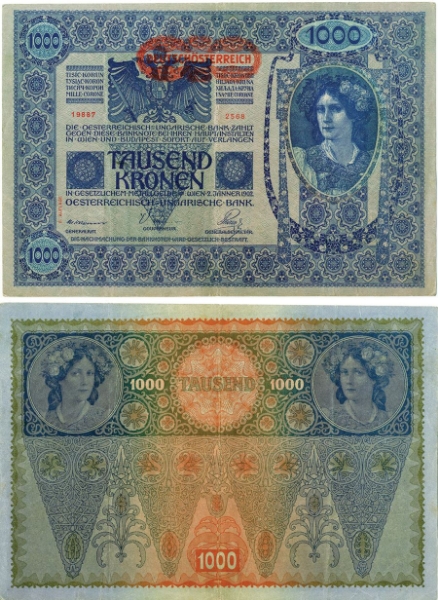 Picture of Austria 1000 Kronen 1902 P61 GVF-EF