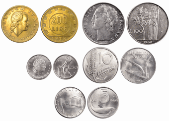 Picture of Italy, set of 5 Italian pre-Euro coins