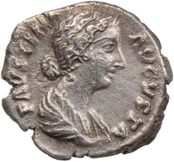 Picture of Faustina II. Wife of M. Aurelius. Rome - A.D. 176. AR Denarius. HILARITAS.