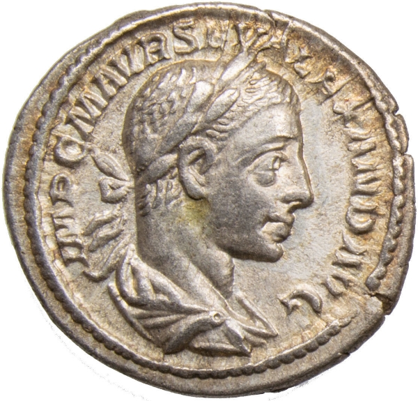 Severus Alexander. A.D. 222-235. Rome - A.D. 223. AR Denarius. P M TR P II COS P P_obv