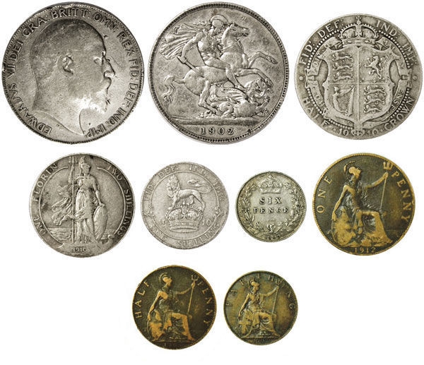 Picture of Edward VII, Type Set Farthing to Crown, VG+