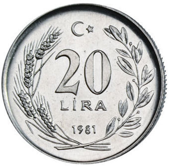Picture of Turkey, 20 Lira 1981 FAO