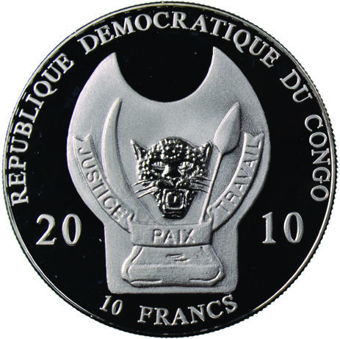 Picture of Congo, 10 Francs (Templar Knight) 2010 Prooflike 