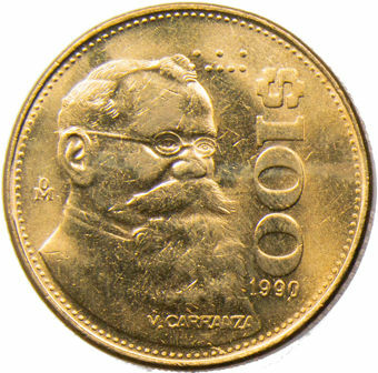 Picture of Mexico, $100 1990 (Carranza) Unc