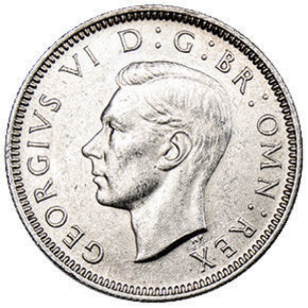 George VI_Shilling_English_Silver_High_Grade_obv