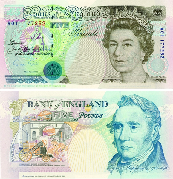 G M Gill Historical £5 B357 A Prefix Unc