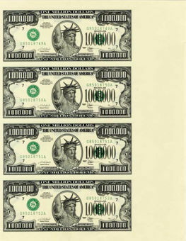 Million Dollar Bill - Uncut Sheet  x 4