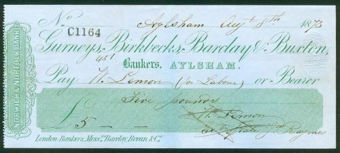 Picture of Gurneys, Birkbecks, Barclay & Buxton, Aylesham, 18(74), Norwich & Norfolk Bank, Type 1a
