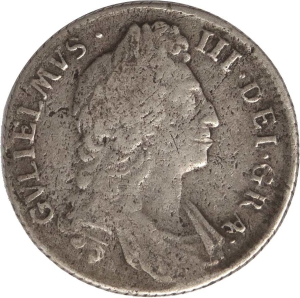 1696 William III Sixpence  First bust large crowns_obv