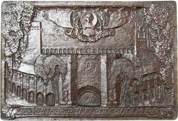 Olympics - Stockholm 1912. Bronze Plaque_obv