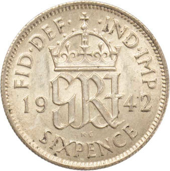 1942 Sixpence_Rev