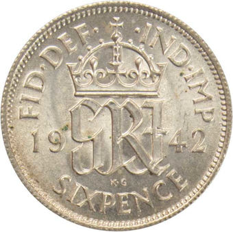 1942 Sixpence  Choice Uncirculated_rev
