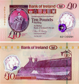 N Ireland Bank Ireland £10 2017 (2019) P91 Polymer Unc
