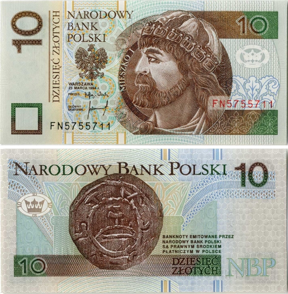 Poland 10 Zlotych 1994 P173a