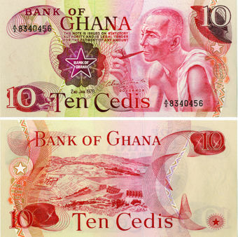 Ghana 10 cedis 1978 P16d Unc_obv