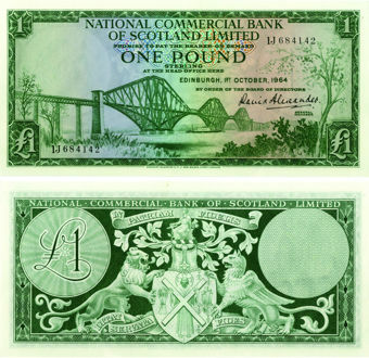 National Commercial Bank of Scotland £1 1964 P269a AU/Unc