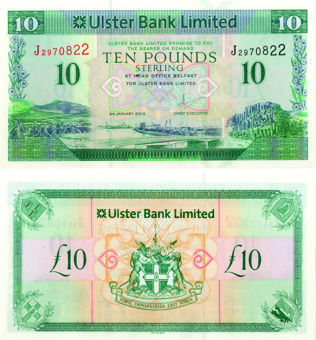 N Ireland Ulster Bank £10 2012 P341 Unc