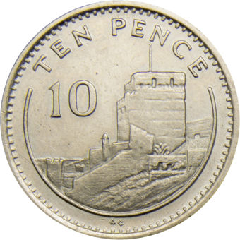 Gibraltar, 10p (Castle) 1990 Unc_rev