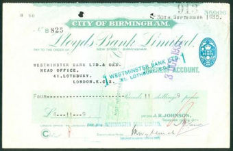 Picture of Lloyds Bank Ltd., special printing for the City of Birmingham, New Street, Birmingham, (1935)