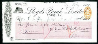 Picture of Lloyds Bank Ltd., Torquay, 19[09], type 8