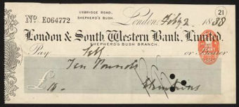 Picture of London & South Western Bank Ltd., Shepherd's Bush, 18(88)