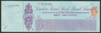 Picture of London Joint Stock Bank Ltd., W Hartlepool, 19(12), The York City and County Banking Co. Ltd.