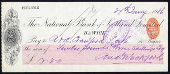 Picture of National Bank of Scotland Ltd., Hawick, 19(06), branch name under bank title
