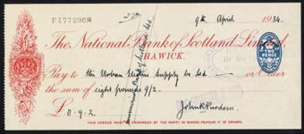 Picture of National Bank of Scotland Ltd., Hawick, 19(34),  branch name under bank title