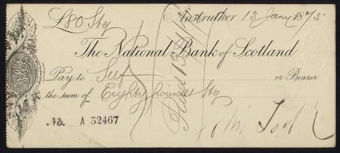 Picture of National Bank of Scotland, Anstruther, 18(75), imprint in centre