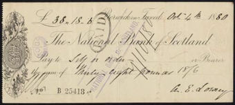 Picture of National Bank of Scotland, Berwick on Tweed, 18(80), imprint in centre