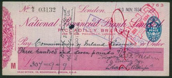 Picture of National Provincial Bank Ltd., London, Piccadilly Branch, 208 & 209, Piccadilly, 19(34), type 16c