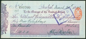 Picture of National Provincial Bank of England Ltd., Denbigh, 18(93), type 10a