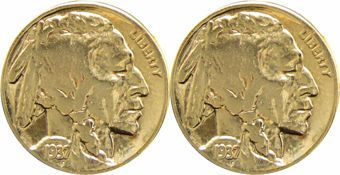 Indian Head 5 Cents Cufflinks Gold Plated