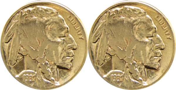 Indian Head 5 Cents Cufflinks Gold Plated