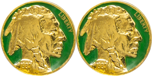 Indian Head 5 Cents Cufflinks Green