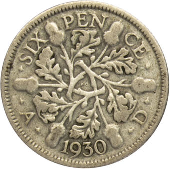 1930 Sixpence Circulated_rev