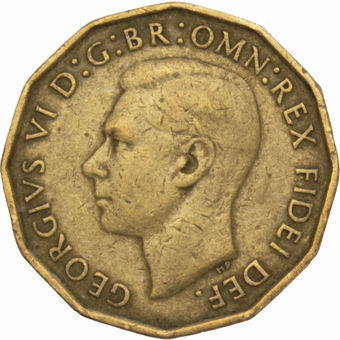 1951 Threepence in Brass (Scarce) Fine_obv