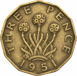 1951 Threepence in Brass (Scarce) Fine_rev