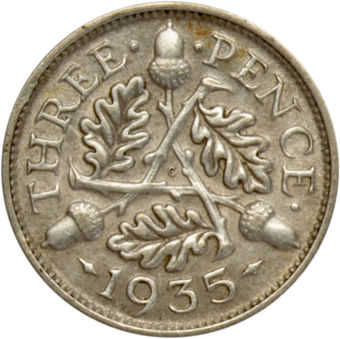1935 Threepence About Uncirculated_rev