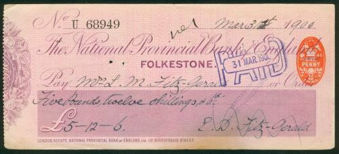 Picture of National Provincial Bank of England Ltd., Folkestone, 1(900), type 11b