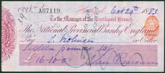 Picture of National Provincial Bank of England Ltd., Hartlepool, 18(83), type 9b