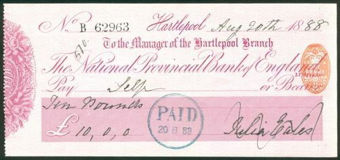Picture of National Provincial Bank of England Ltd., Hartlepool, 18(89), type 9b