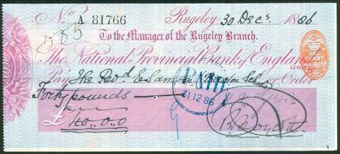 Picture of National Provincial Bank of England Ltd., Rugeley, 18(86), type 9b