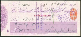 Picture of National Provincial Bank of England Ltd., Shrewsbury, 19(10), type 11c