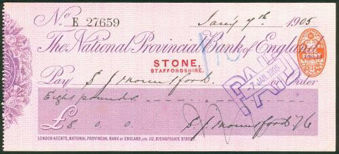 Picture of National Provincial Bank of England Ltd., Stone (Staffs.), 19(05), type 11c