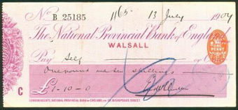 Picture of National Provincial Bank of England Ltd., Walsall, 19(09), type 11c